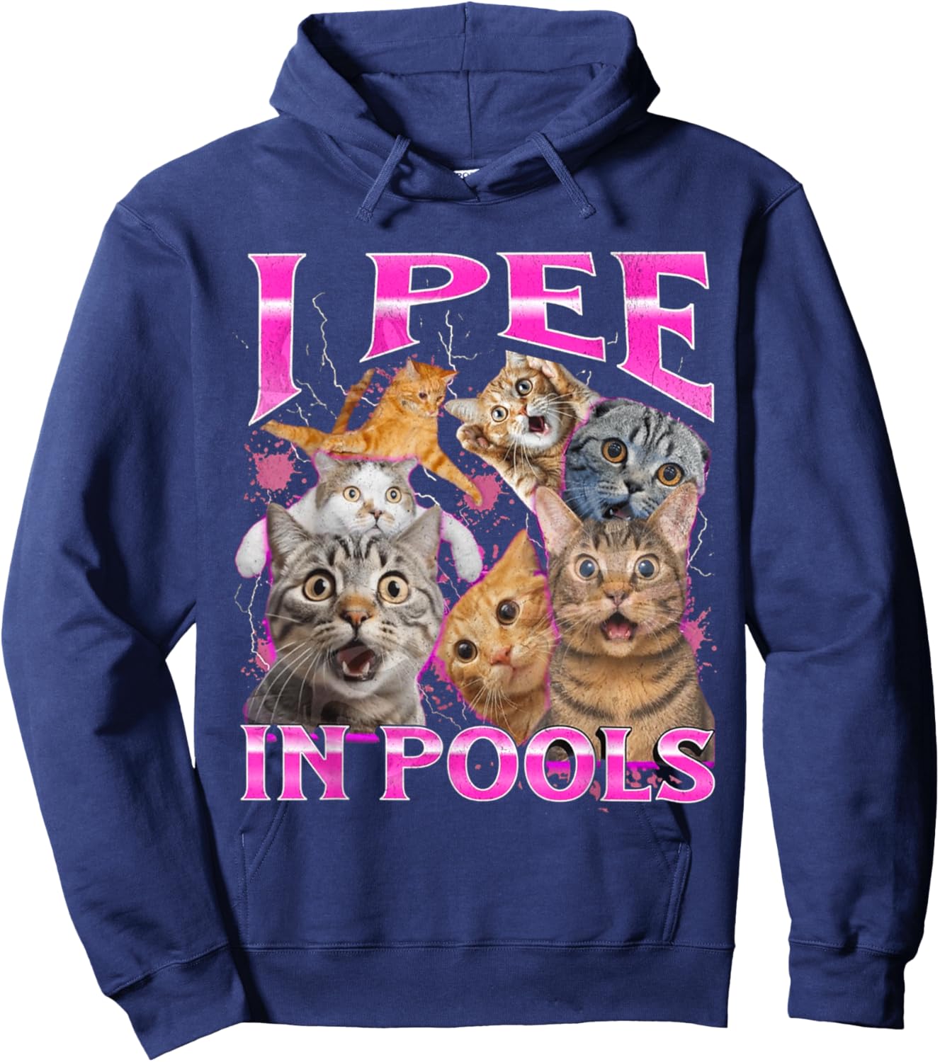 I Pee in Pools Cat Funny Meme Cute Hoodie - Hoodie | Navy