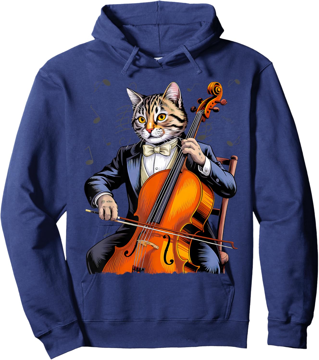 Cute Musical Cat Playing Cello Hoodie - Hoodie | Navy