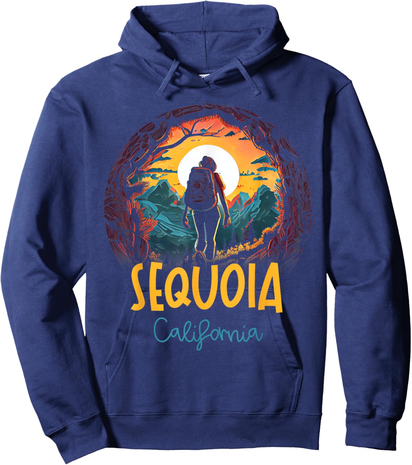 Sequoia California Souvenir Hiking Hoodie - Hoodie | Navy