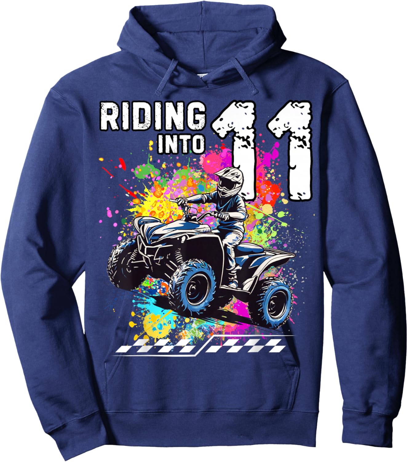 Riding Into 11 Year Old ATV Birthday Hoodie - Hoodie | Navy