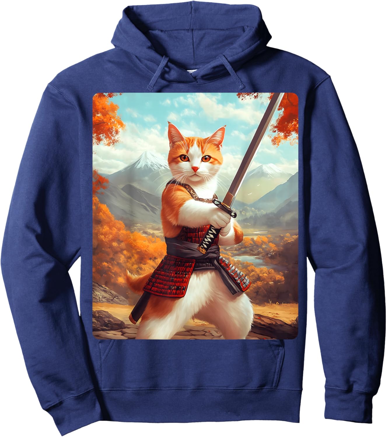 Samurai Cat Women Girls Kids Hoodie - Hoodie | Navy