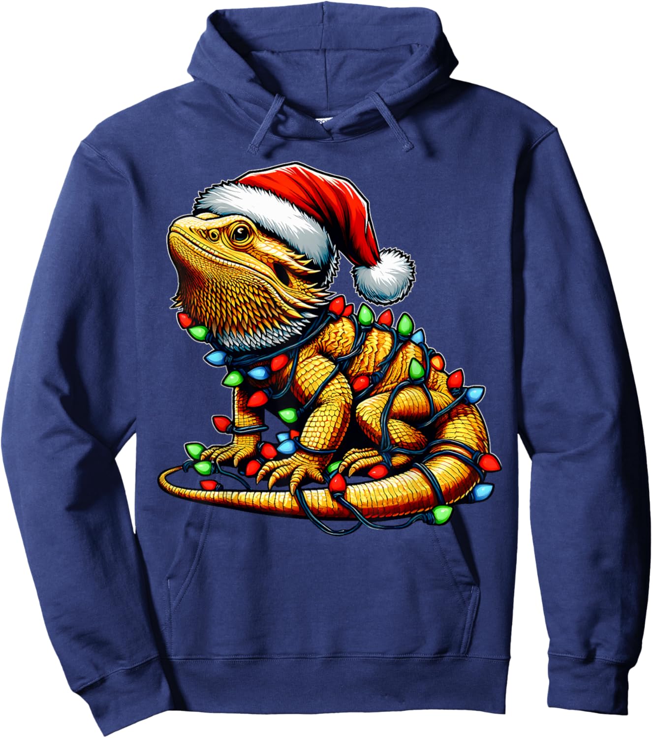 Bearded Dragon Lizard Christmas Hat Xmas Hoodie - Hoodie | Navy