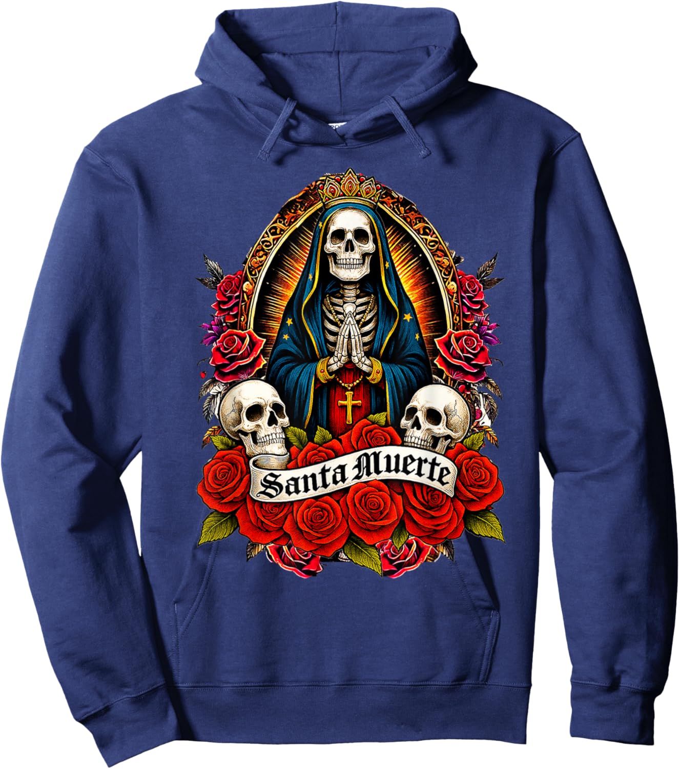 Santa Muerte Mexican Floral Saint Death Hoodie - Hoodie | Navy