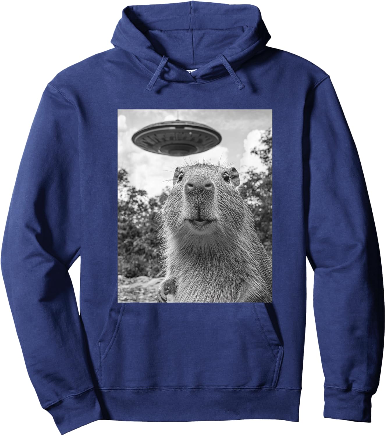 Funny Capybara Selfie with UFO Hoodie - Hoodie | Navy