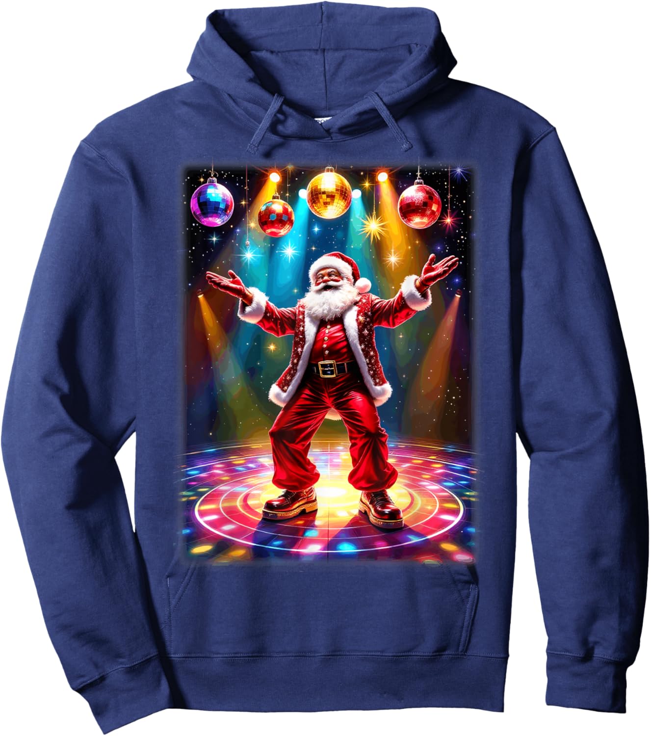 Retro Disco Santa Funky Vintage Christmas Hoodie - Hoodie | Navy