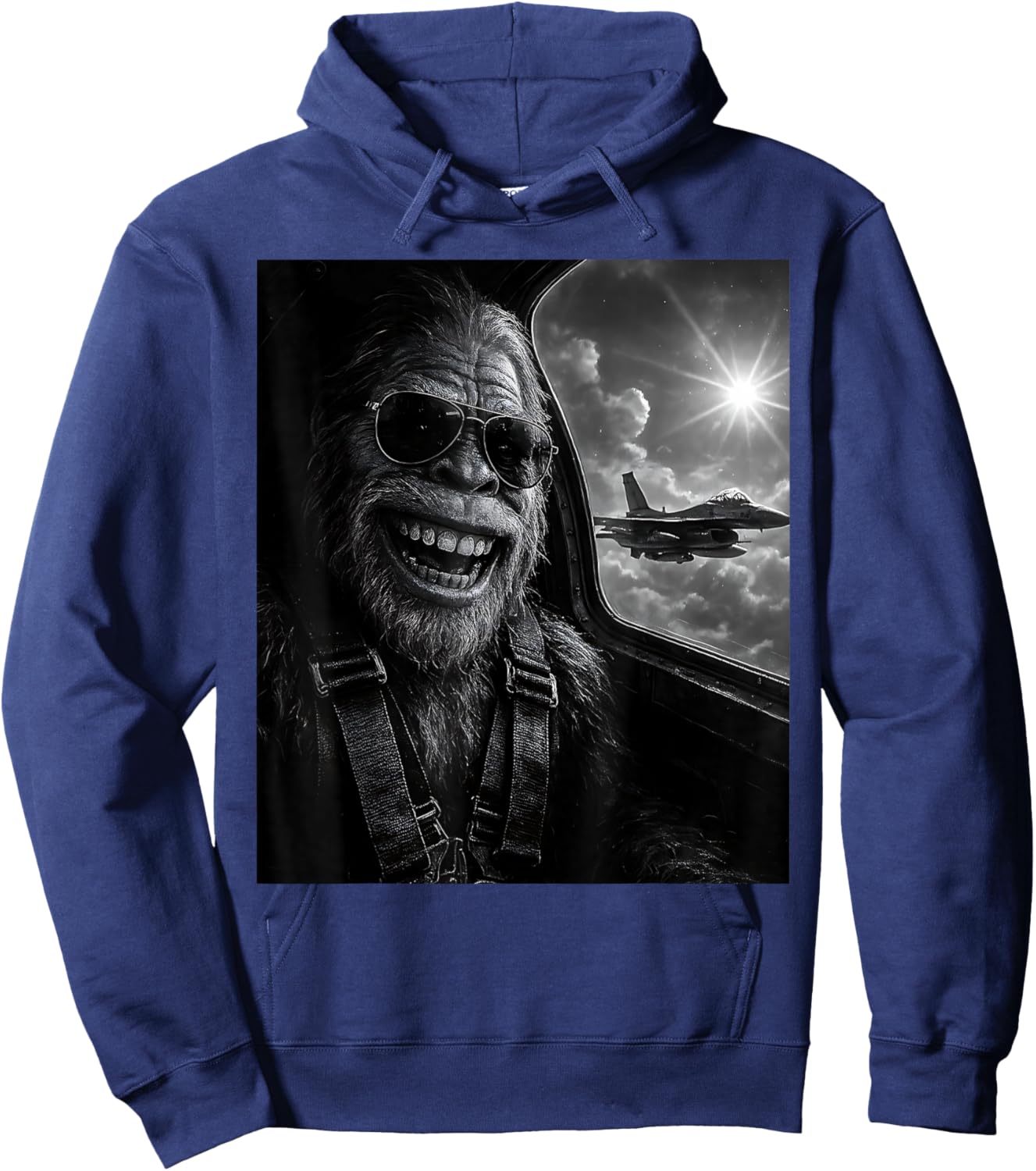 Funny Bigfoot Selfie Women Plane Jet Sasquatch Hoodie - Hoodie | Navy