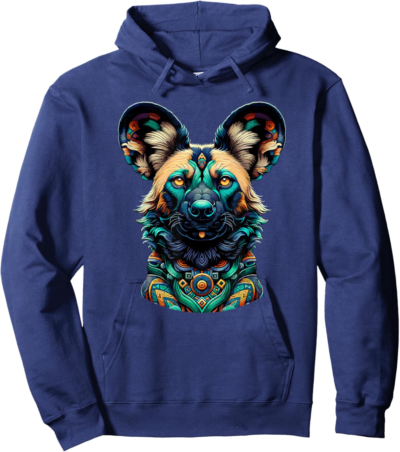 Mandala Art African Wild Dog Painted Dog Hoodie - Hoodie | Navy