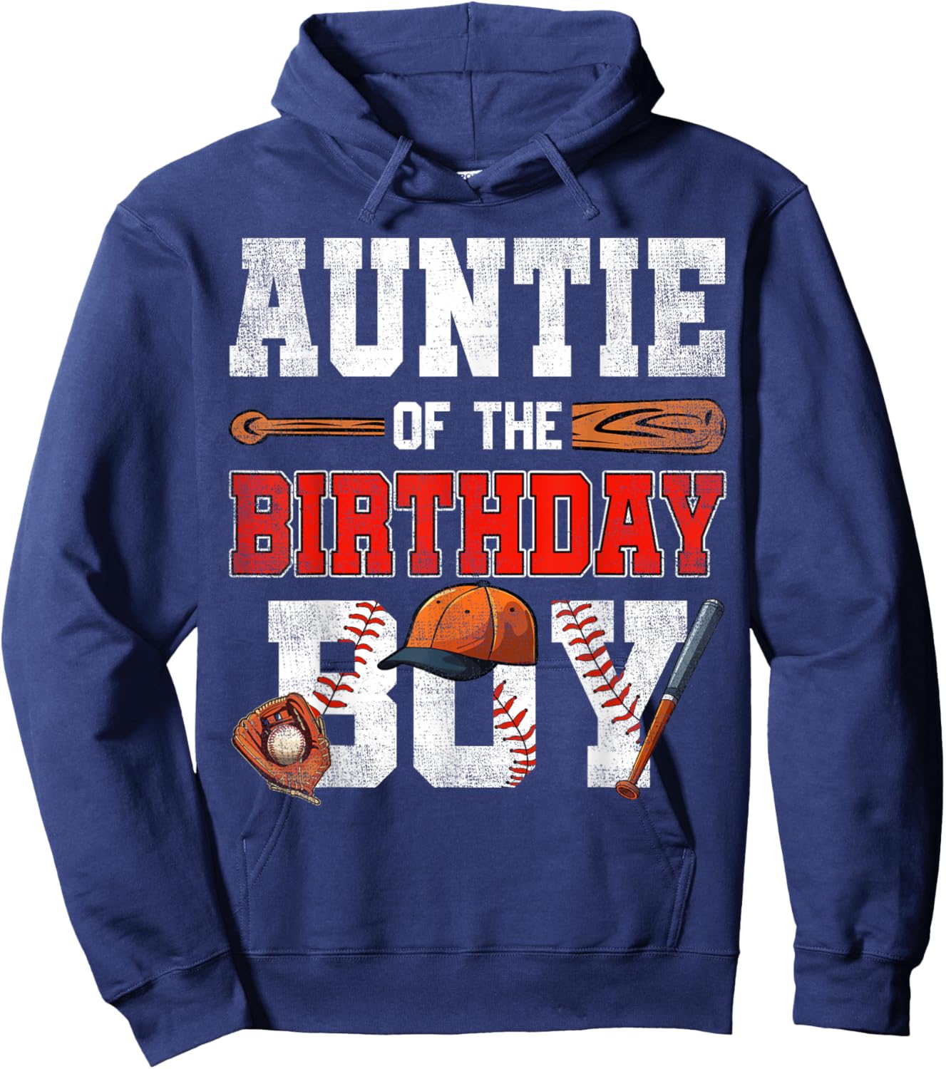 Auntie Of The Birthday Boy Baseball Bday Family Hoodie - Hoodie | Navy