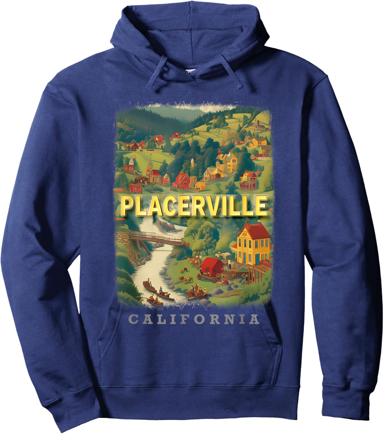 Placerville California CA Gold Rush Glory SD720 Hoodie - Hoodie | Navy