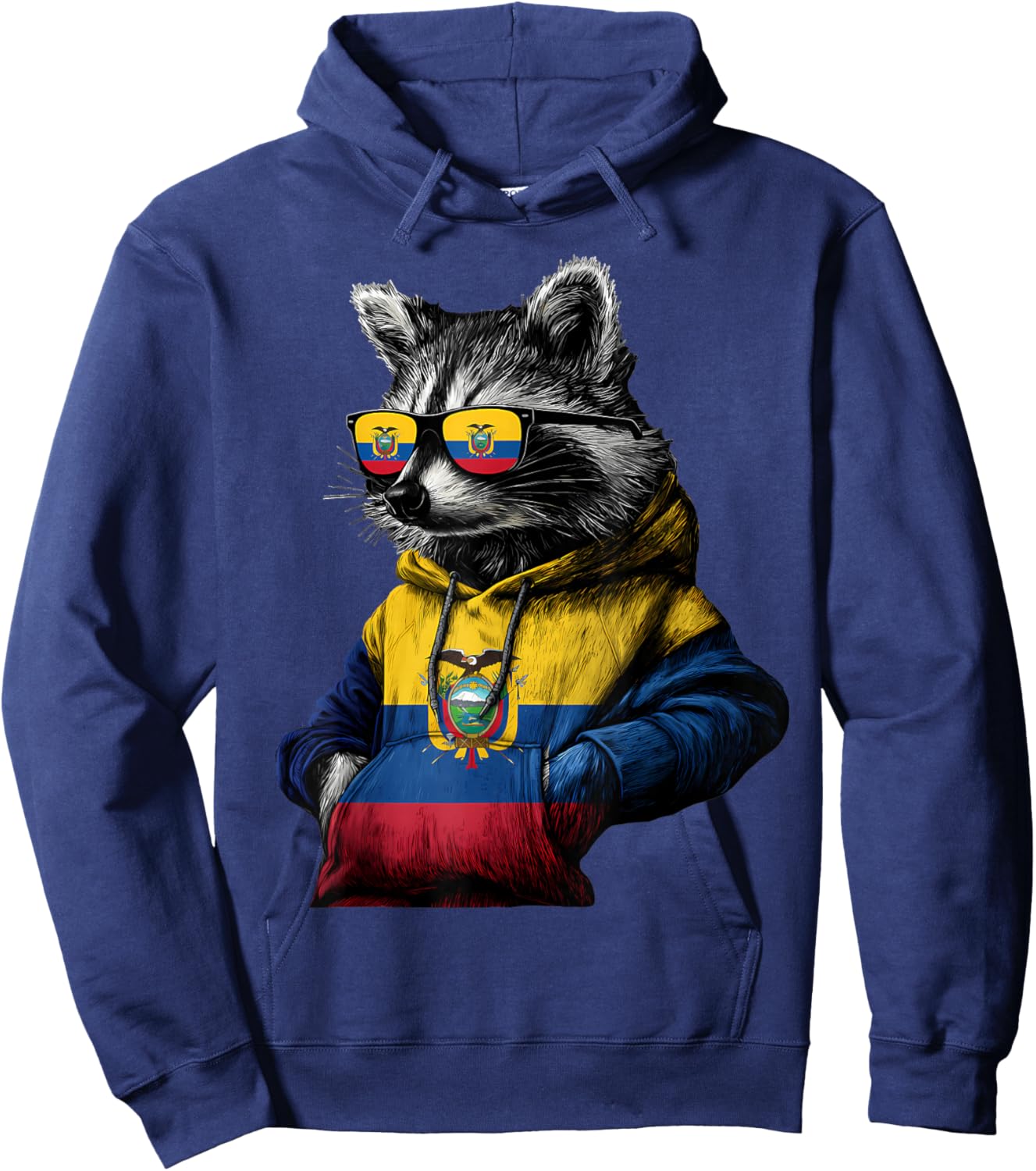 Ecuador Roots Raccoon Ecuadorian Flag Hoodie - Hoodie | Navy