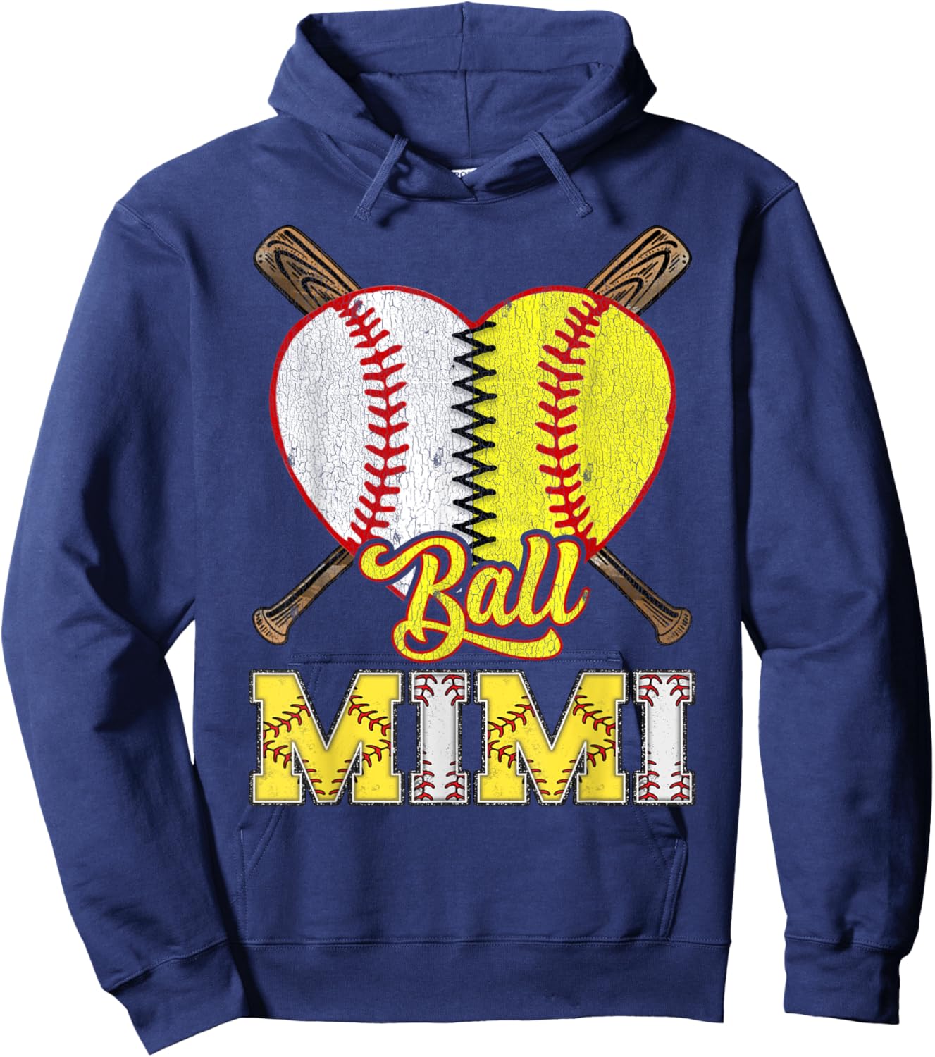 Mimi Of Both Ball Mimi Half Baseball Softball Hoodie - Hoodie | Navy