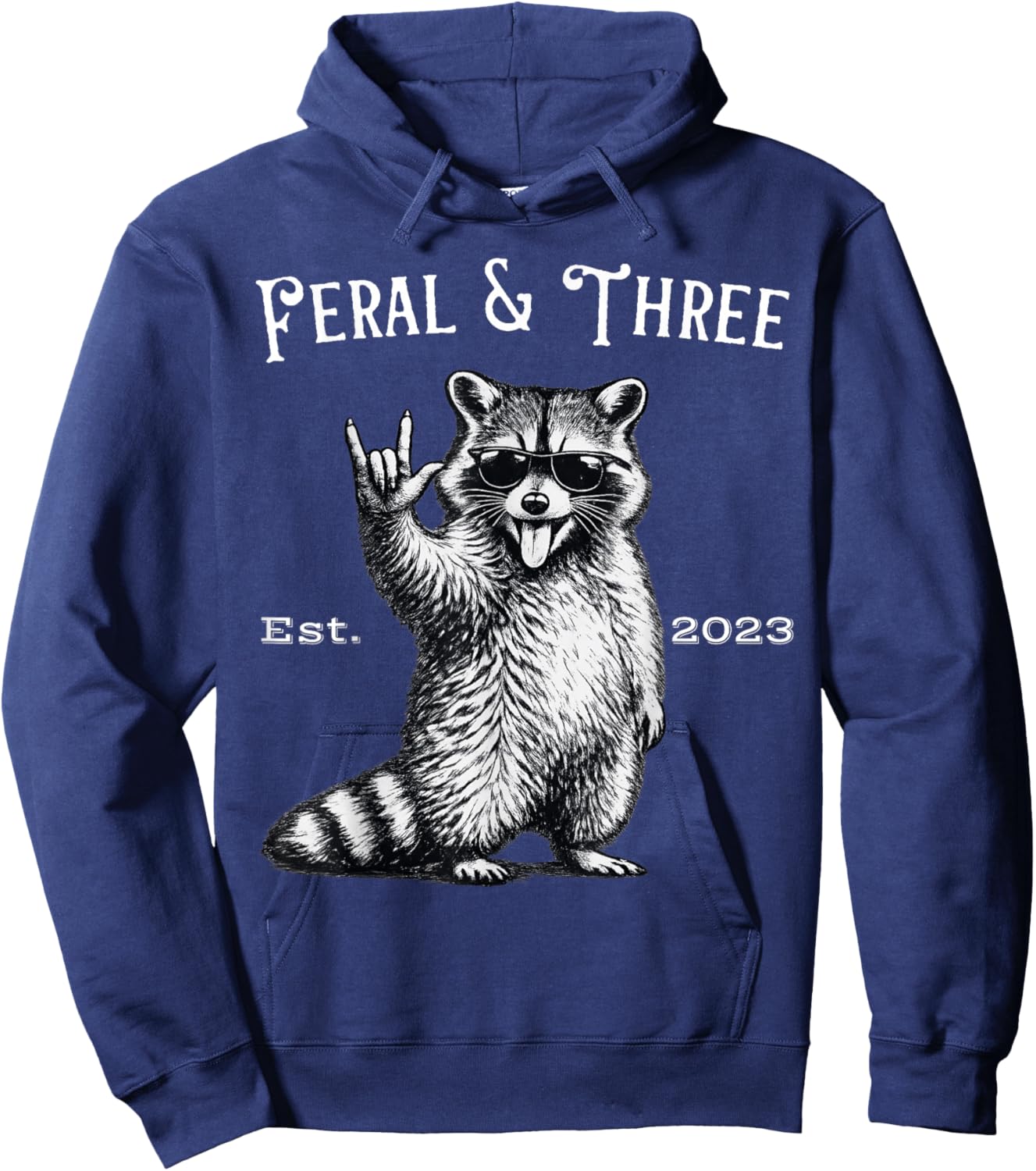 Feral and Three Funny Raccoon 3rd Birthday Hoodie - Hoodie | Navy