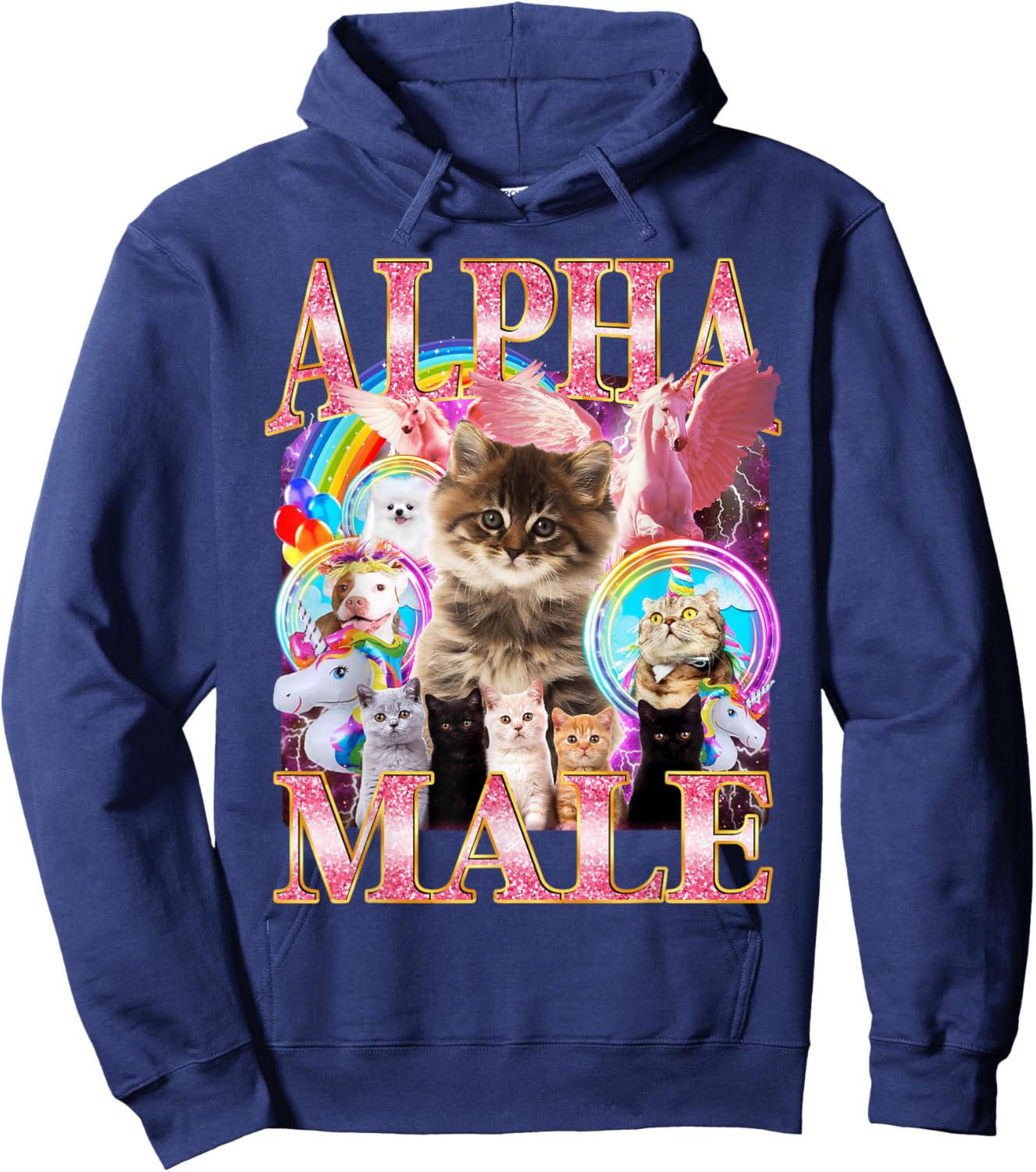 Funny Alpha Cat Male Cute Cat Lover Hoodie - Hoodie | Navy