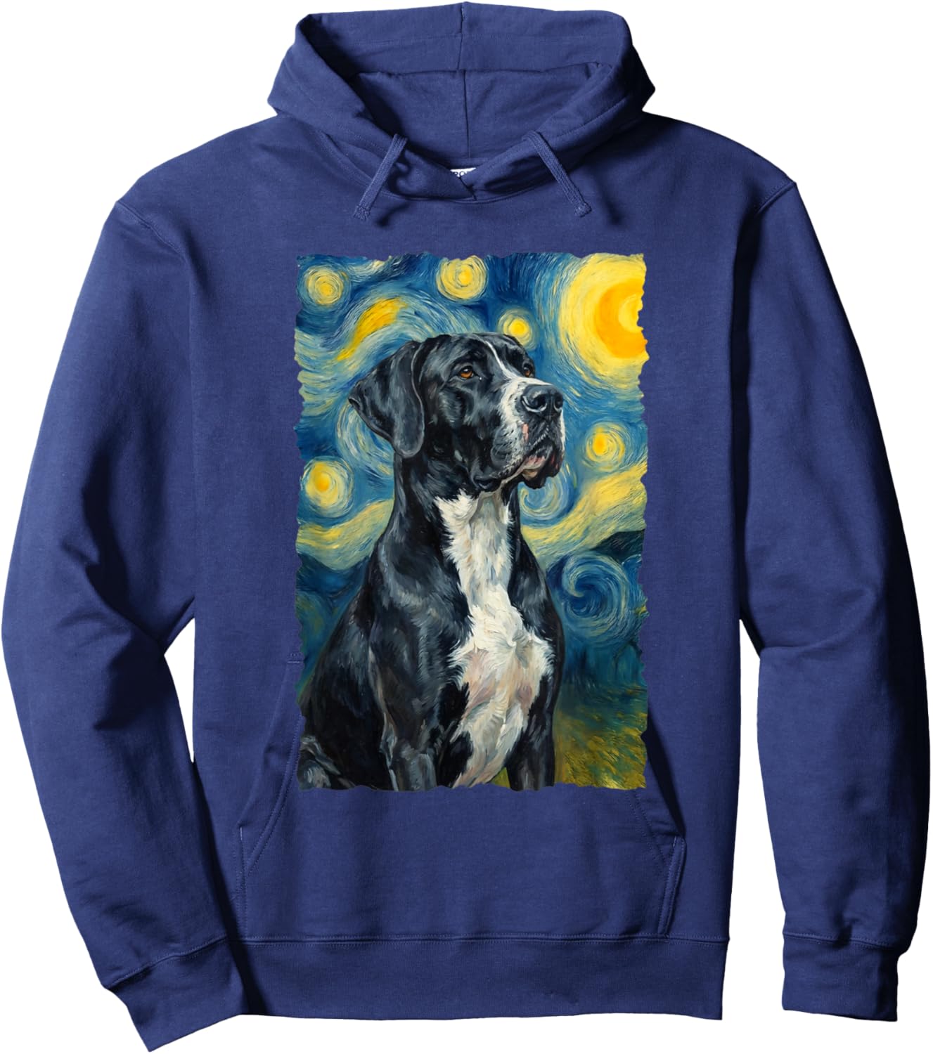 Mantle Great Dane Van Gogh Dog Lover Hoodie - Hoodie | Navy