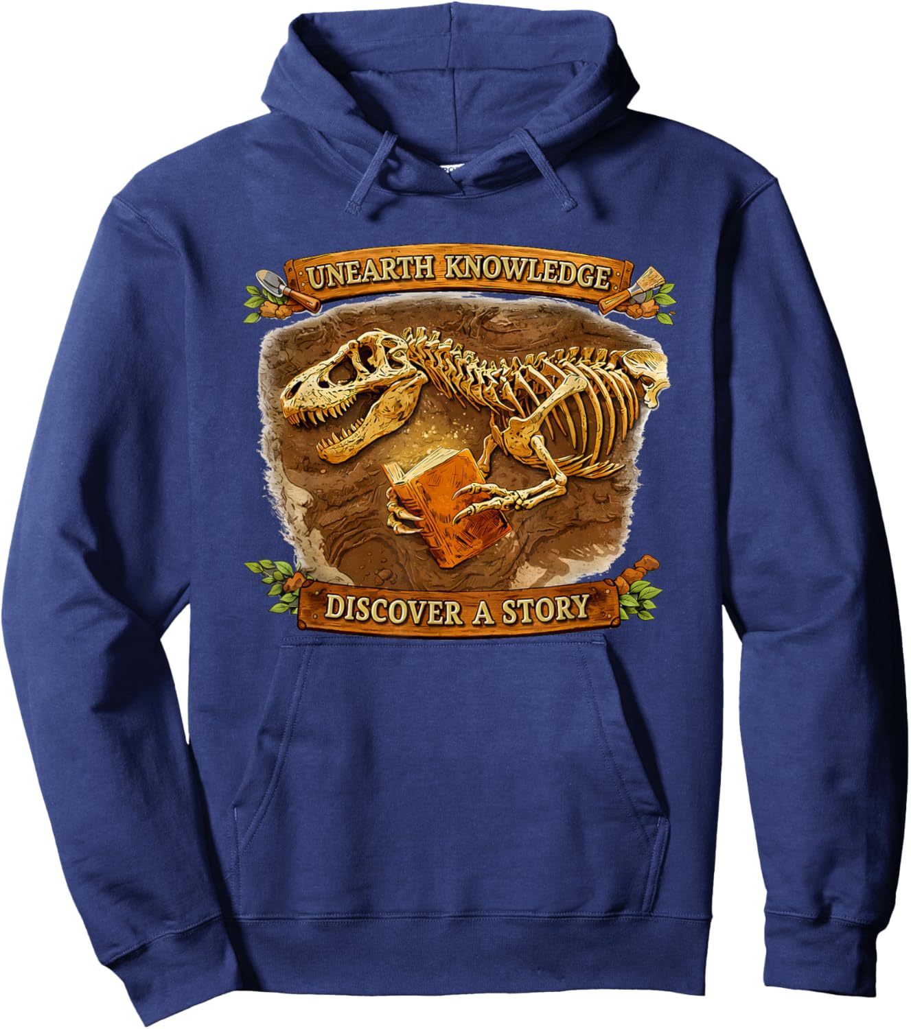 Unearth Knowledge, Discover A Story Hoodie - Hoodie | Navy