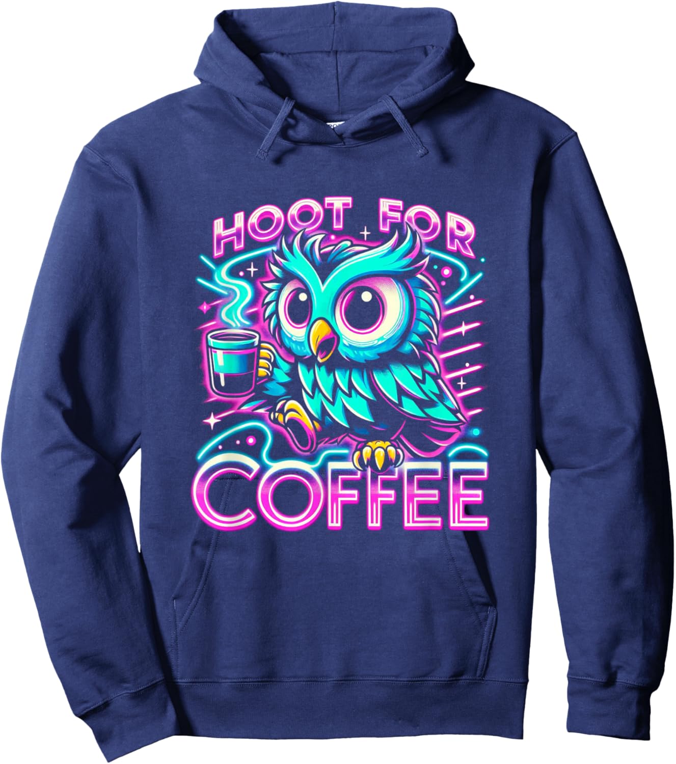 Funny Owl Design Hoot For Coffee Hoodie - Hoodie | Navy