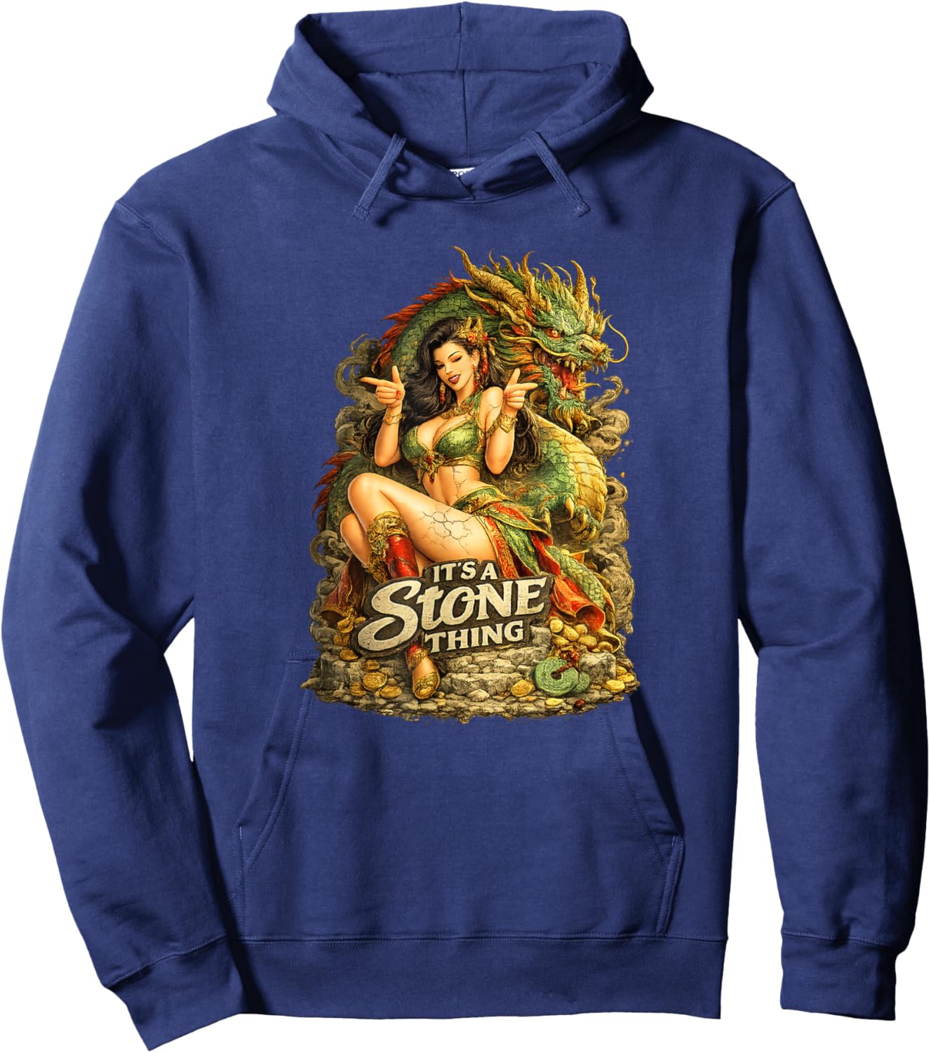 Luci Dragon Lady Pinup Hoodie - Hoodie | Navy