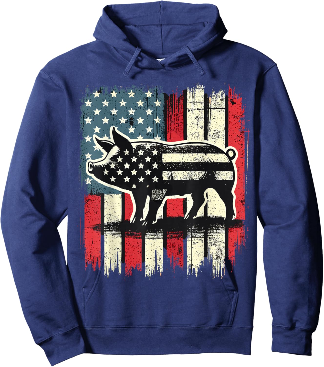 American Flag Pig Lover 4th of July Hoodie - Hoodie | Navy