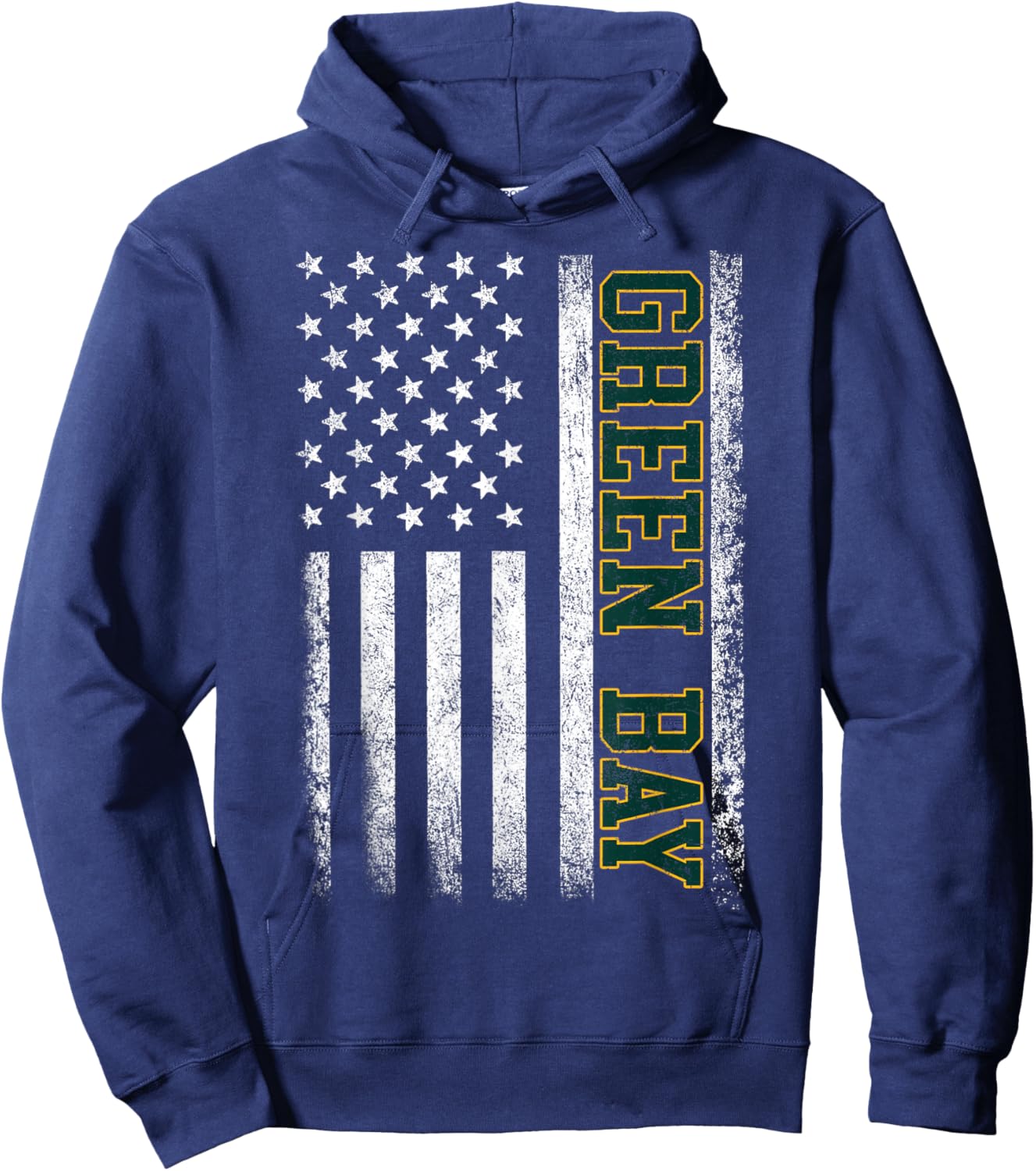Green Bay US Flag Men Women Vintage Hoodie - Hoodie | Navy