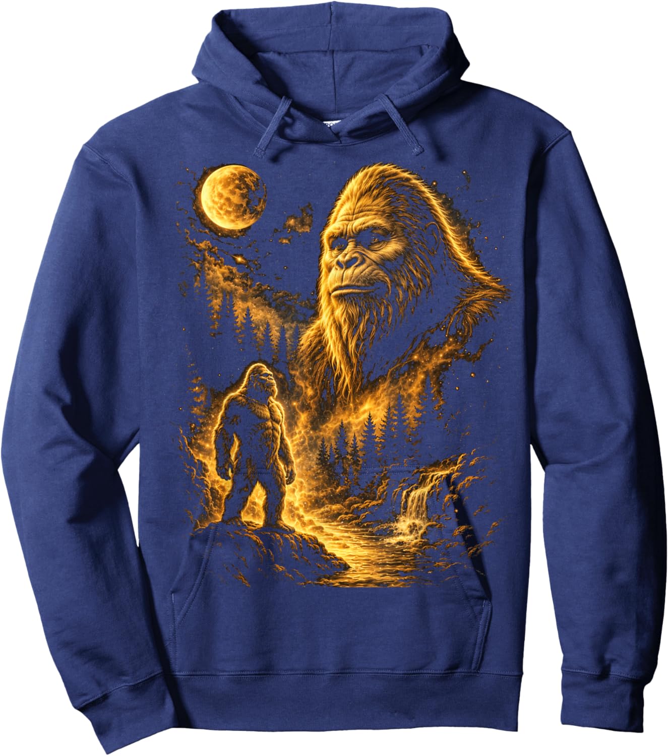Bigfoot Sasquatch Cryptid Big Foot Moon Nature Hoodie - Hoodie | Navy