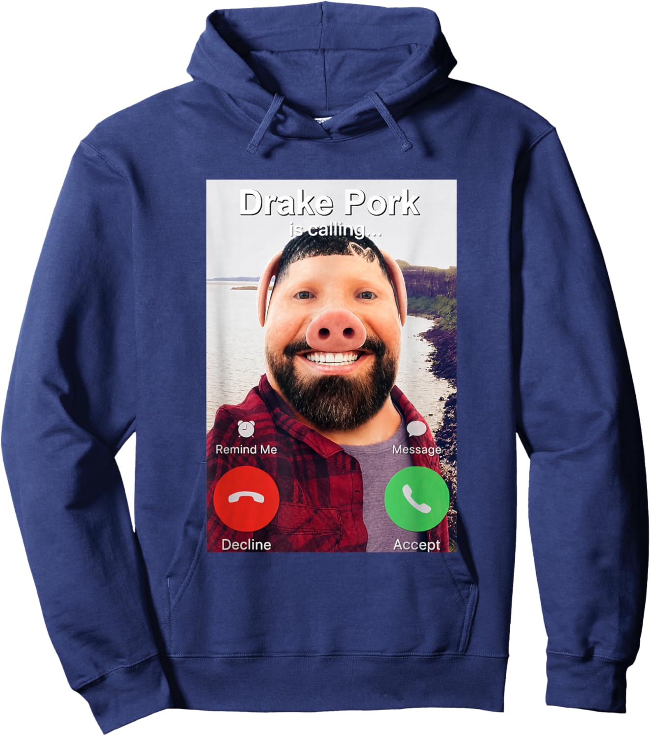 Funny Drake Pork is Calling Brainrot Meme Hoodie - Hoodie | Navy