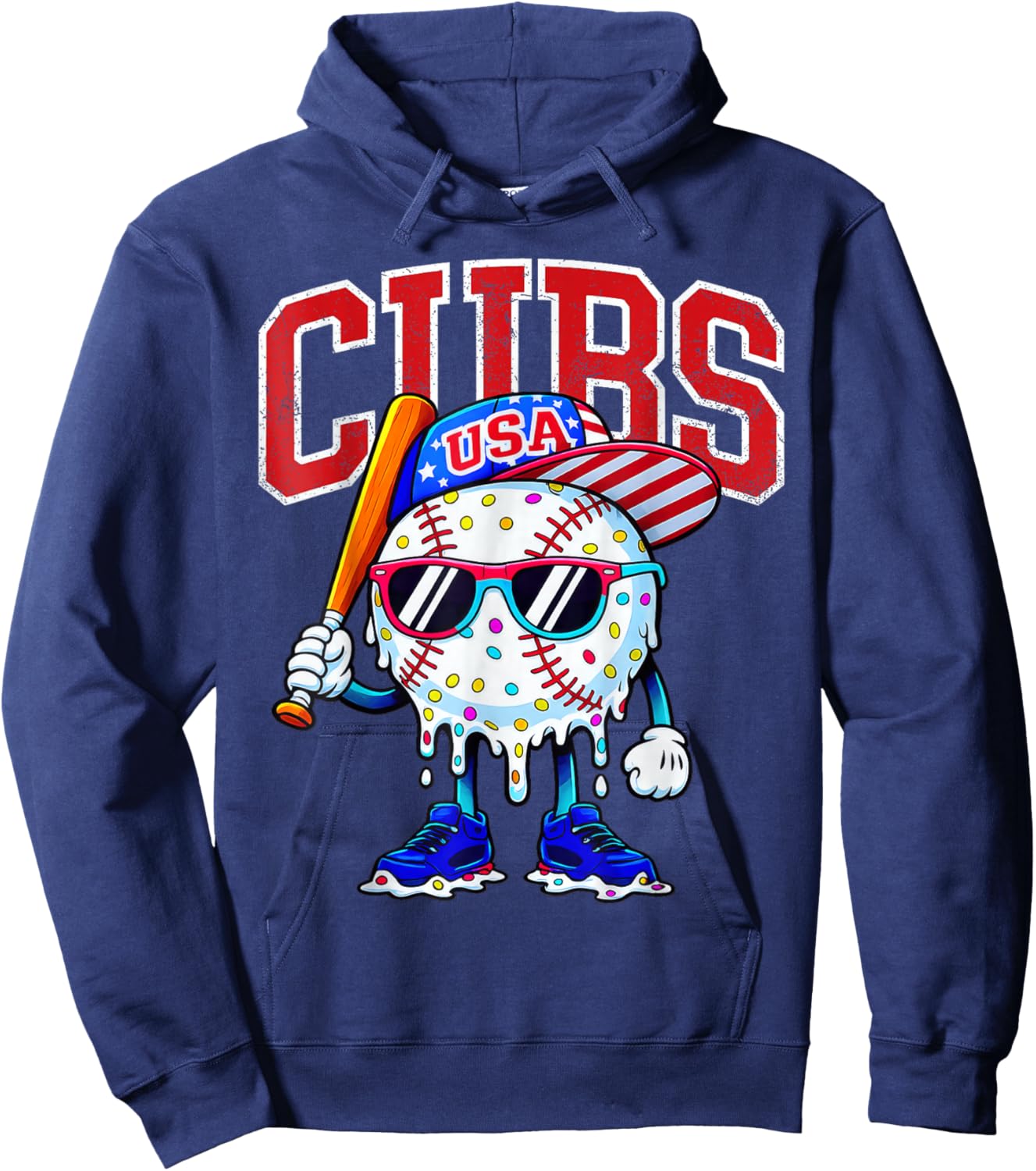 Vintage Cubs Name Personalized Retro Women Kid Hoodie - Hoodie | Navy