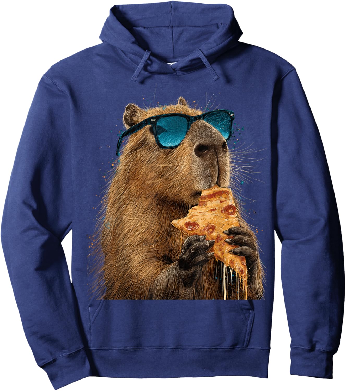 Capybara Essen Pizza Lustig Niedlich Hoodie - Hoodie | Navy