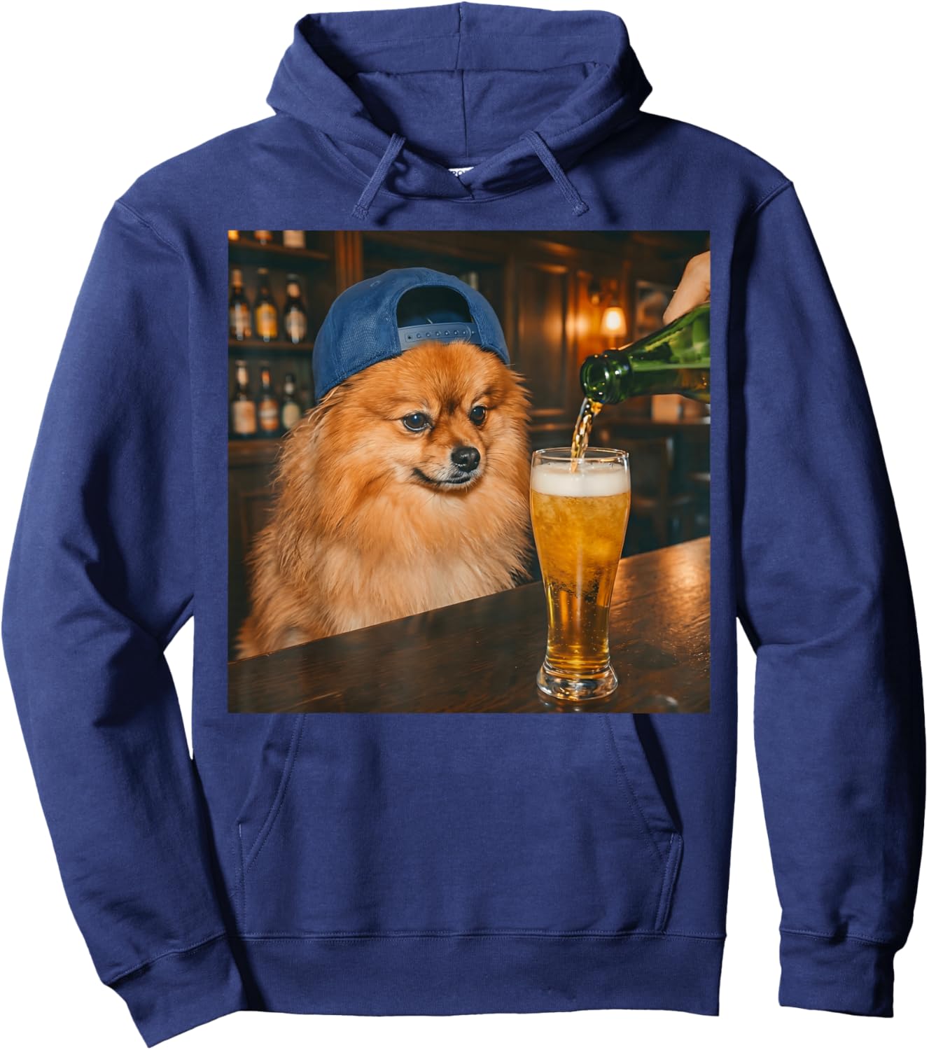 Funny Pomeranian Drinking Beer Meme Women Hoodie - Hoodie | Navy