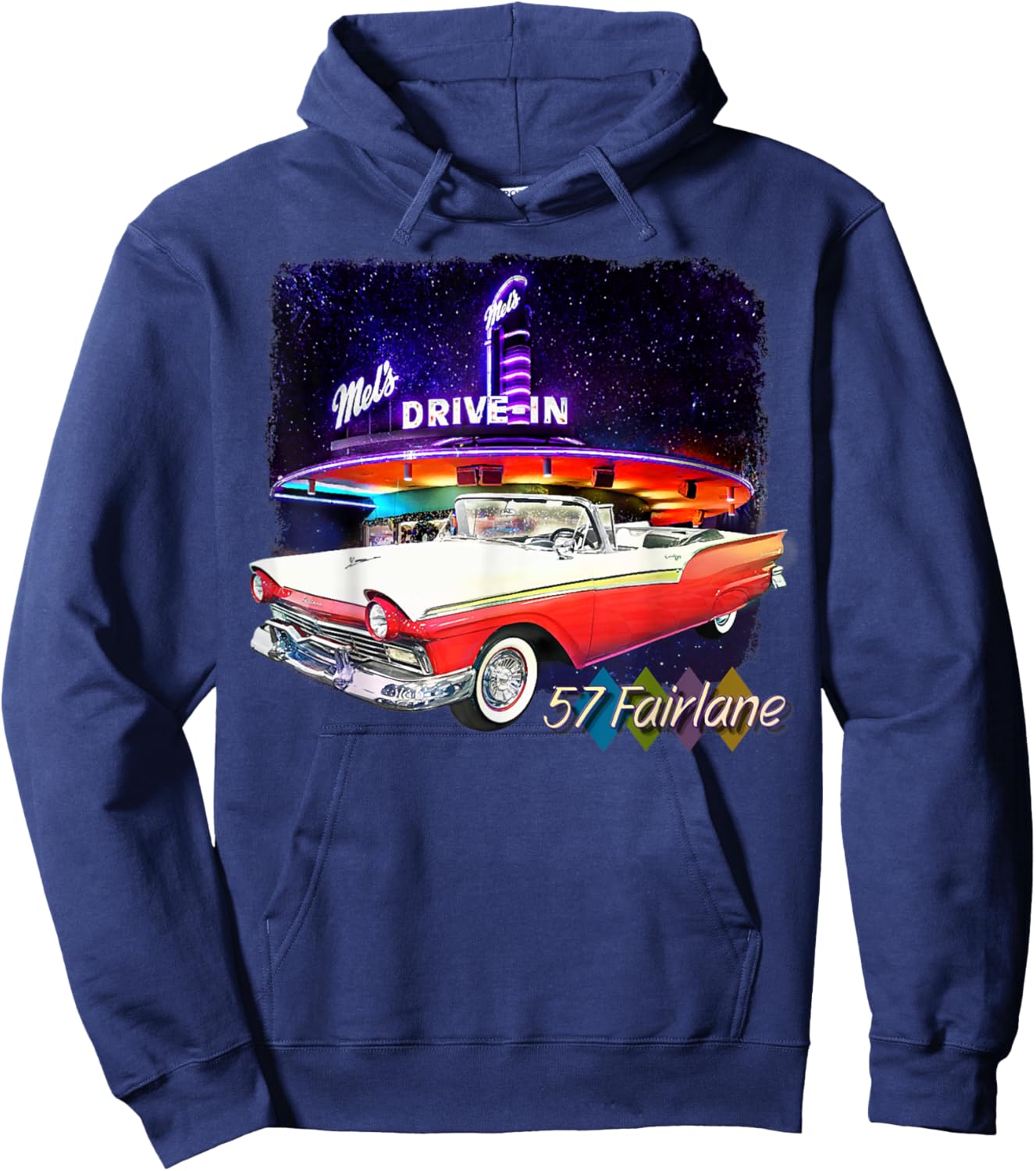 1957 57 Fairlane, Classic Car Art Hoodie - Hoodie | Navy