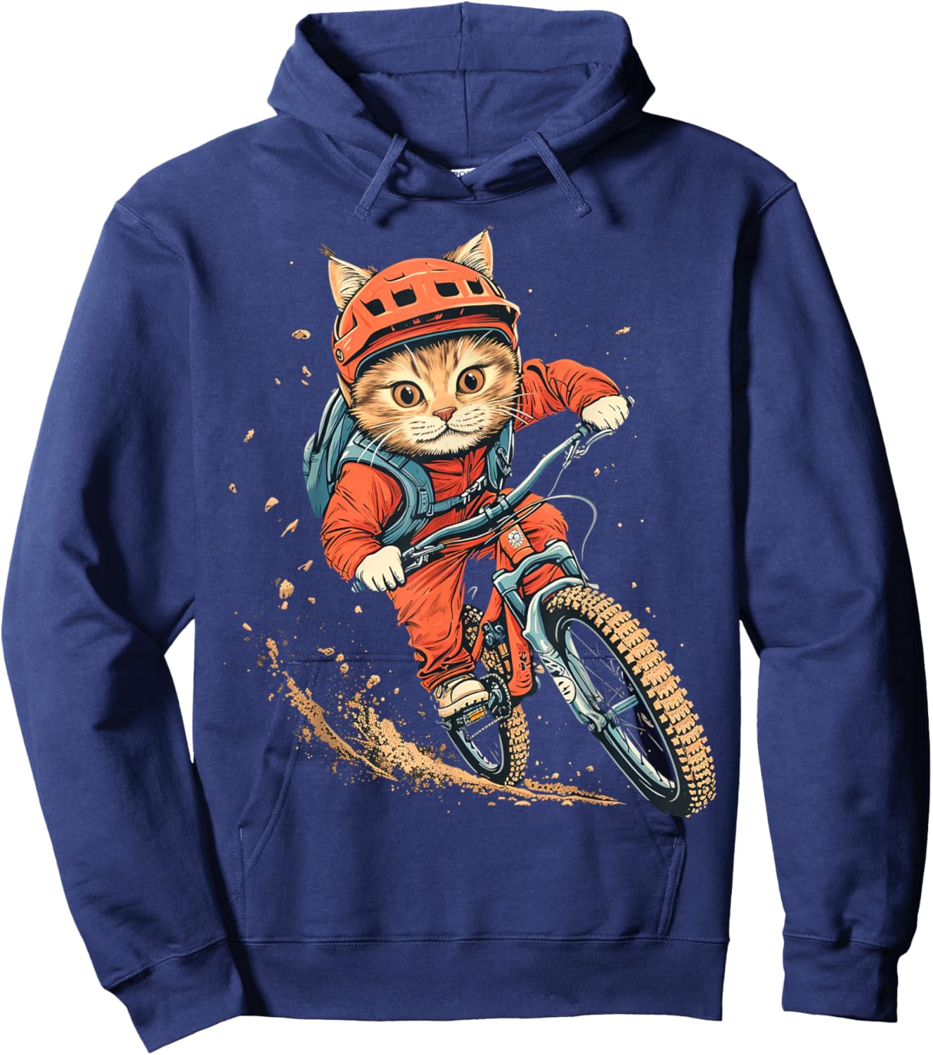 Mountain Biking Cat Hoodie - Hoodie | Navy