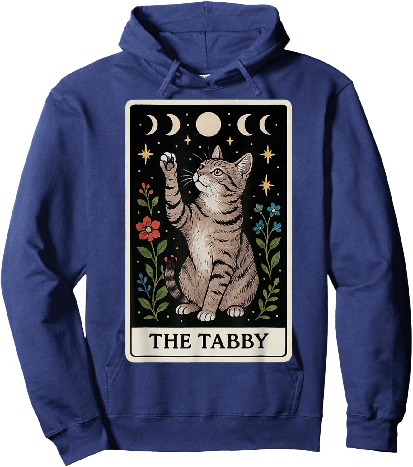 The Tabby Cat Gray Cat Tarot Card Witchy Moon Hoodie - Hoodie | Navy