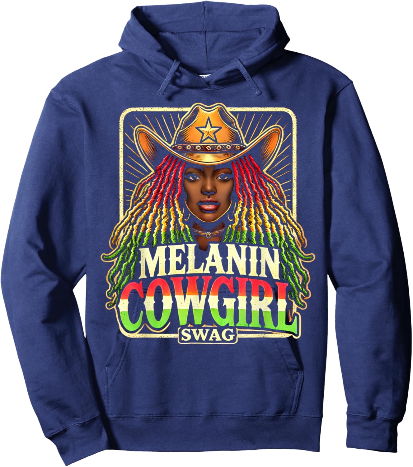 Melanin Cowgirls African American Cowgirl Swag Hoodie - Hoodie | Navy