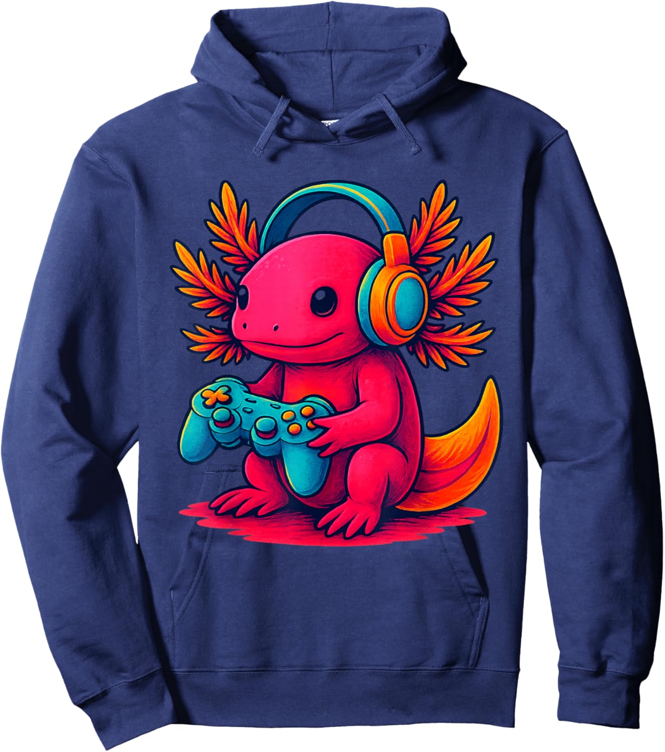 Gamer Axolotl Video Game Pet Amphibian Hoodie - Hoodie | Navy