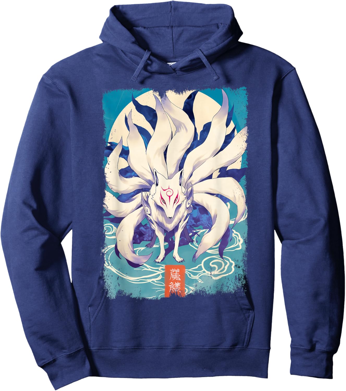 Japanese Kanji Fox Kitsune Hoodie - Hoodie | Navy