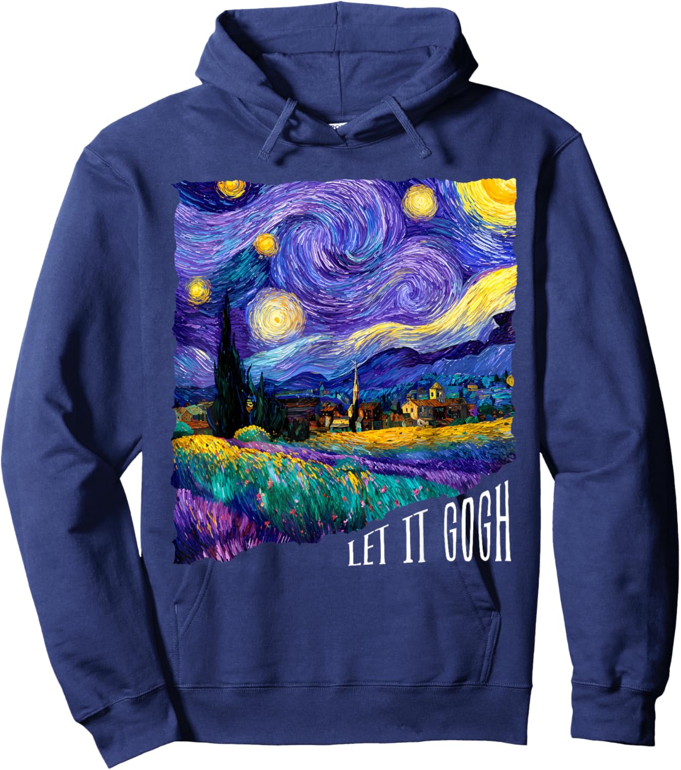 Let It Gogh Funny Lover Van Gogh Starry Night Hoodie - Hoodie | Navy