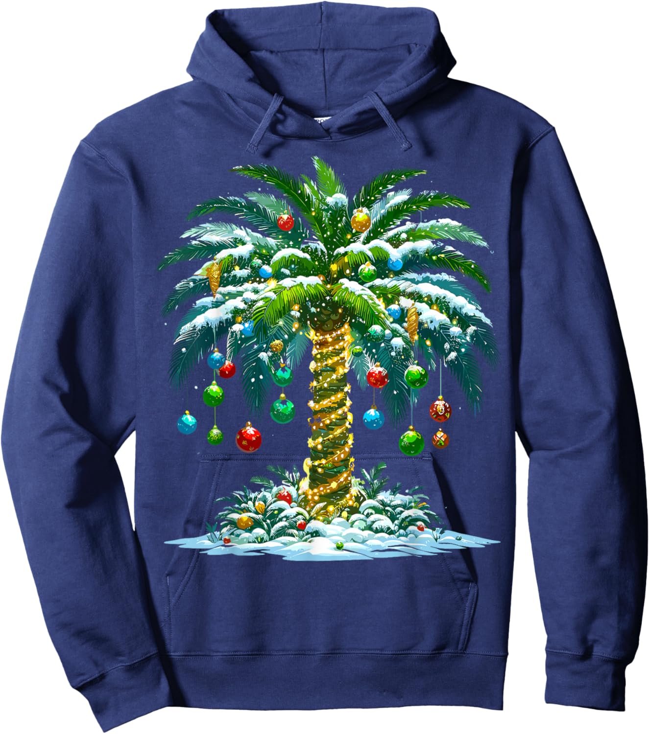 Christmas Palm Tree Hawaiian Tropical Xmas Hoodie - Hoodie | Navy