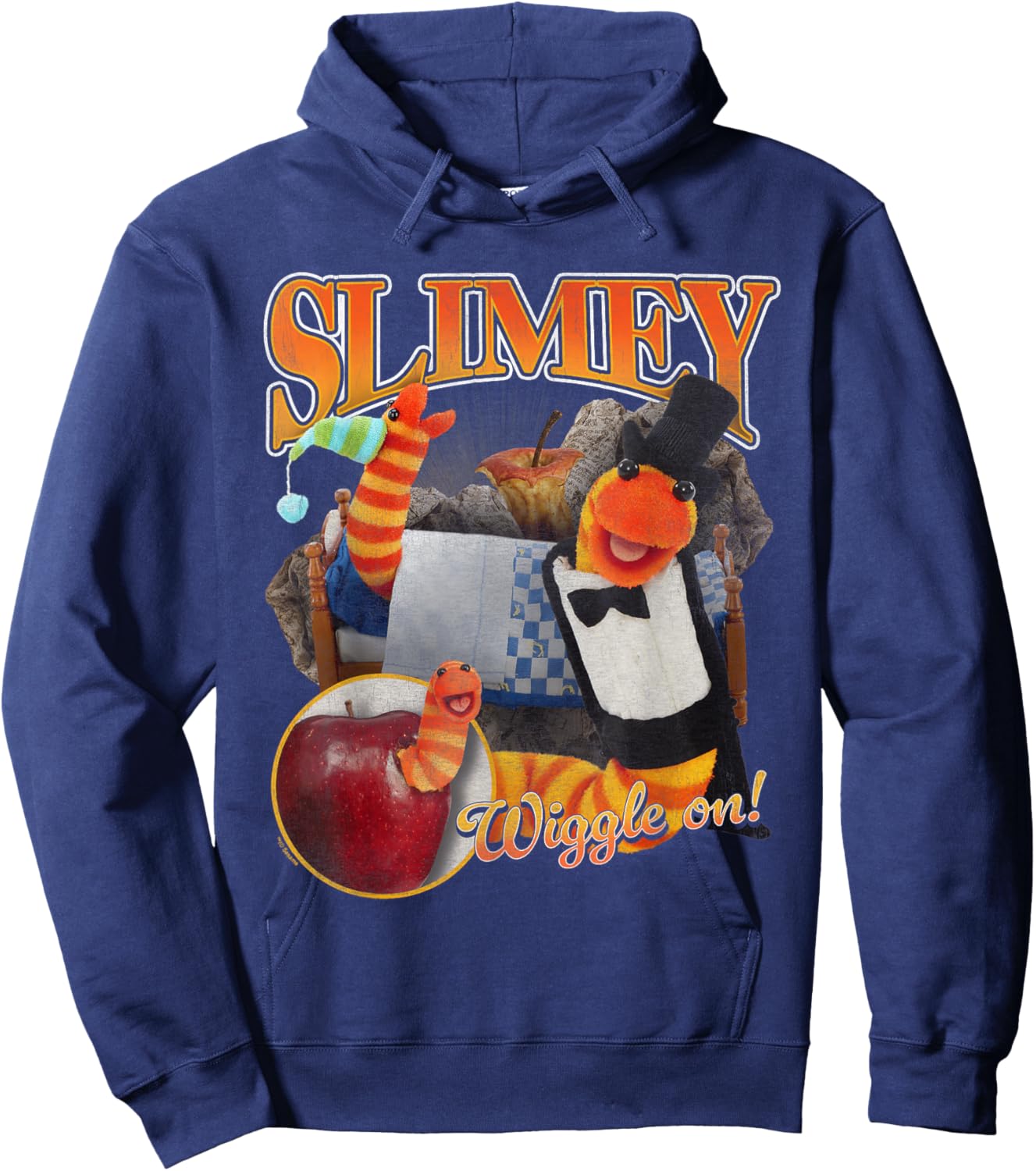 Sesame Street Slimey Bootleg Style Hoodie - Hoodie | Navy