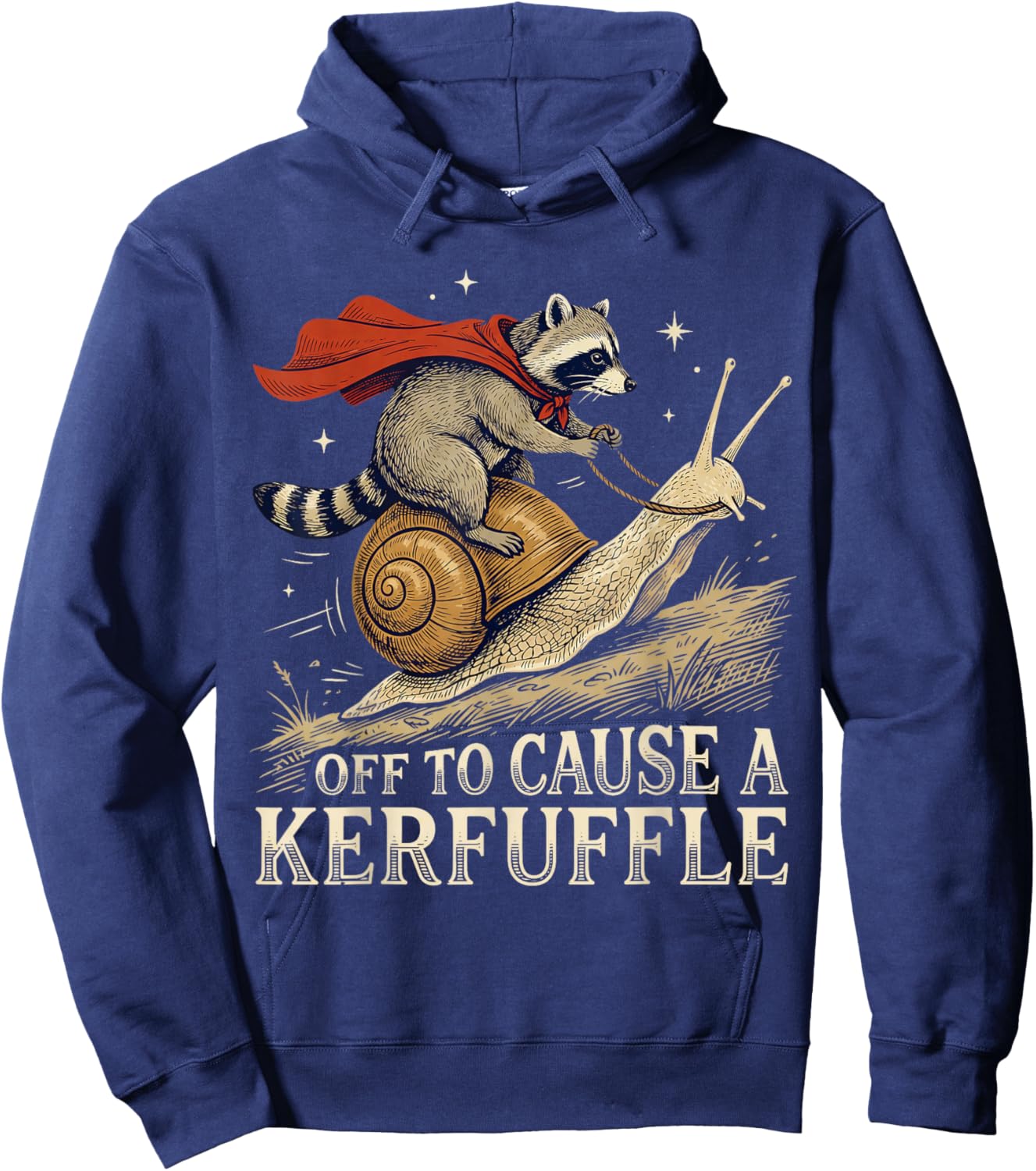 Off to Cause A Kerfuffle Raccoon Funny Meme Hoodie - Hoodie | Navy