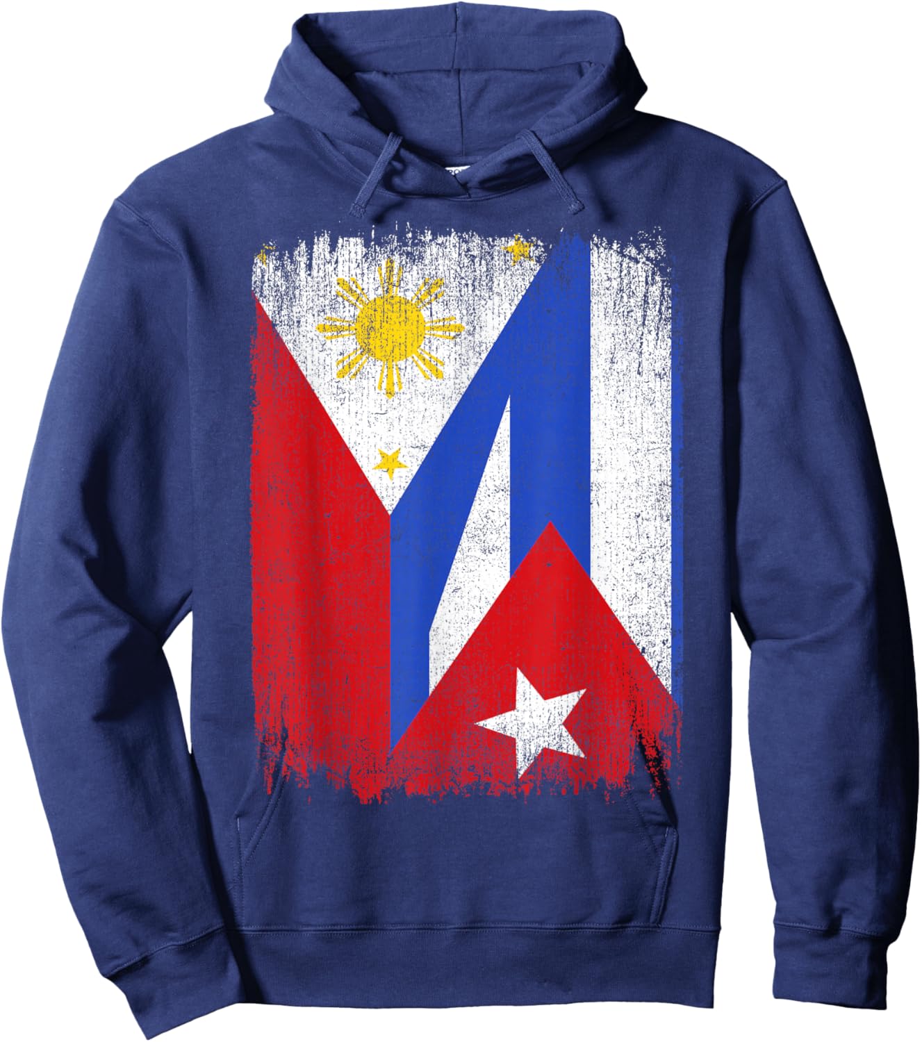 Half Philippines Cuba Flag Filipino Cuban Roots Hoodie - Hoodie | Navy