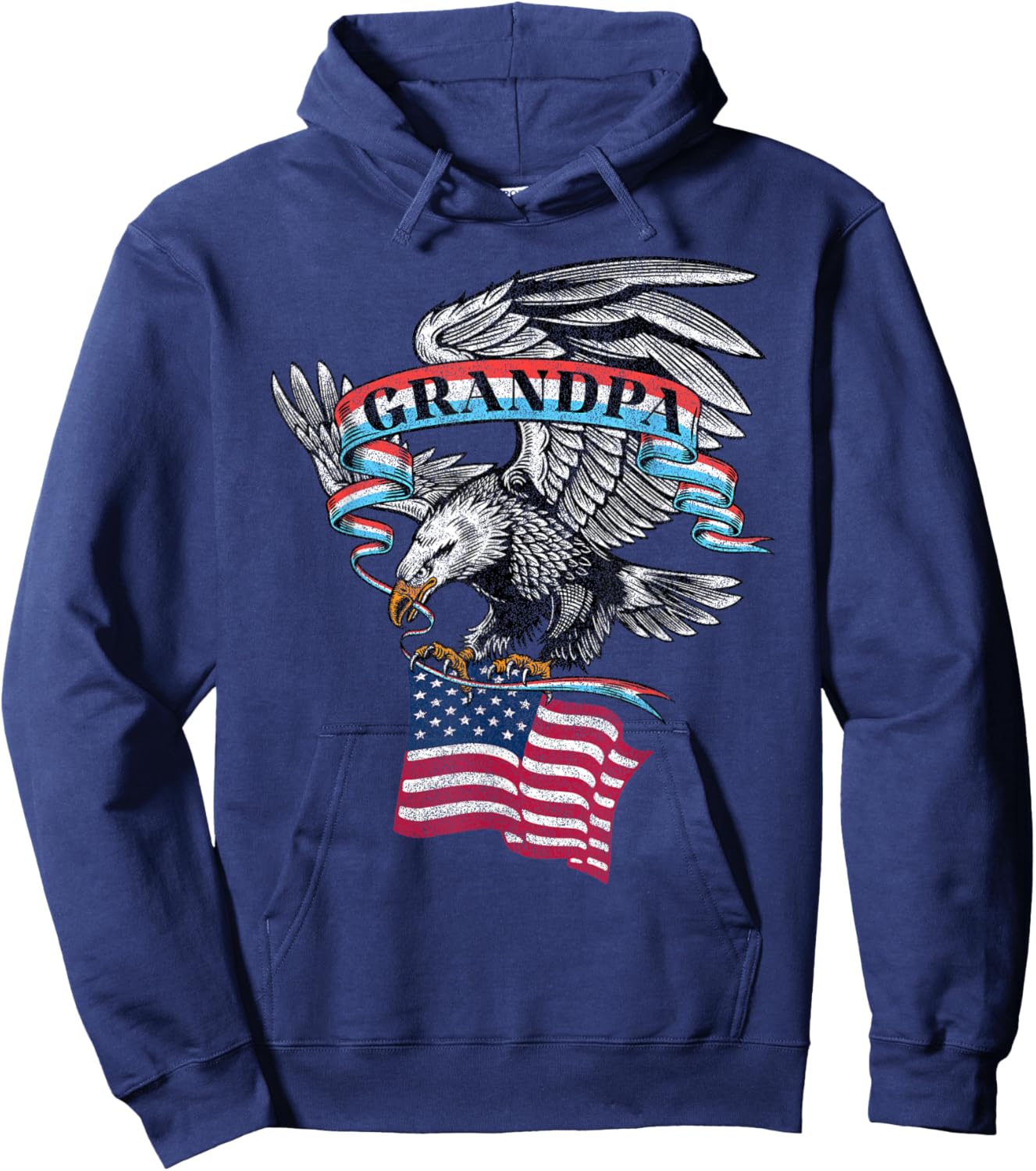 Grandpa American Flag USA Eagle Vintage Graphic Hoodie - Hoodie | Navy