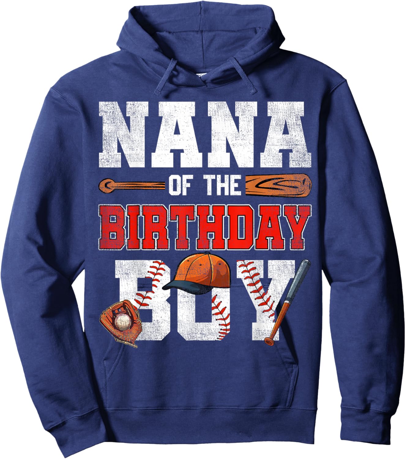 Nana Of The Birthday Boy Baseball Bday Family Hoodie - Hoodie | Navy