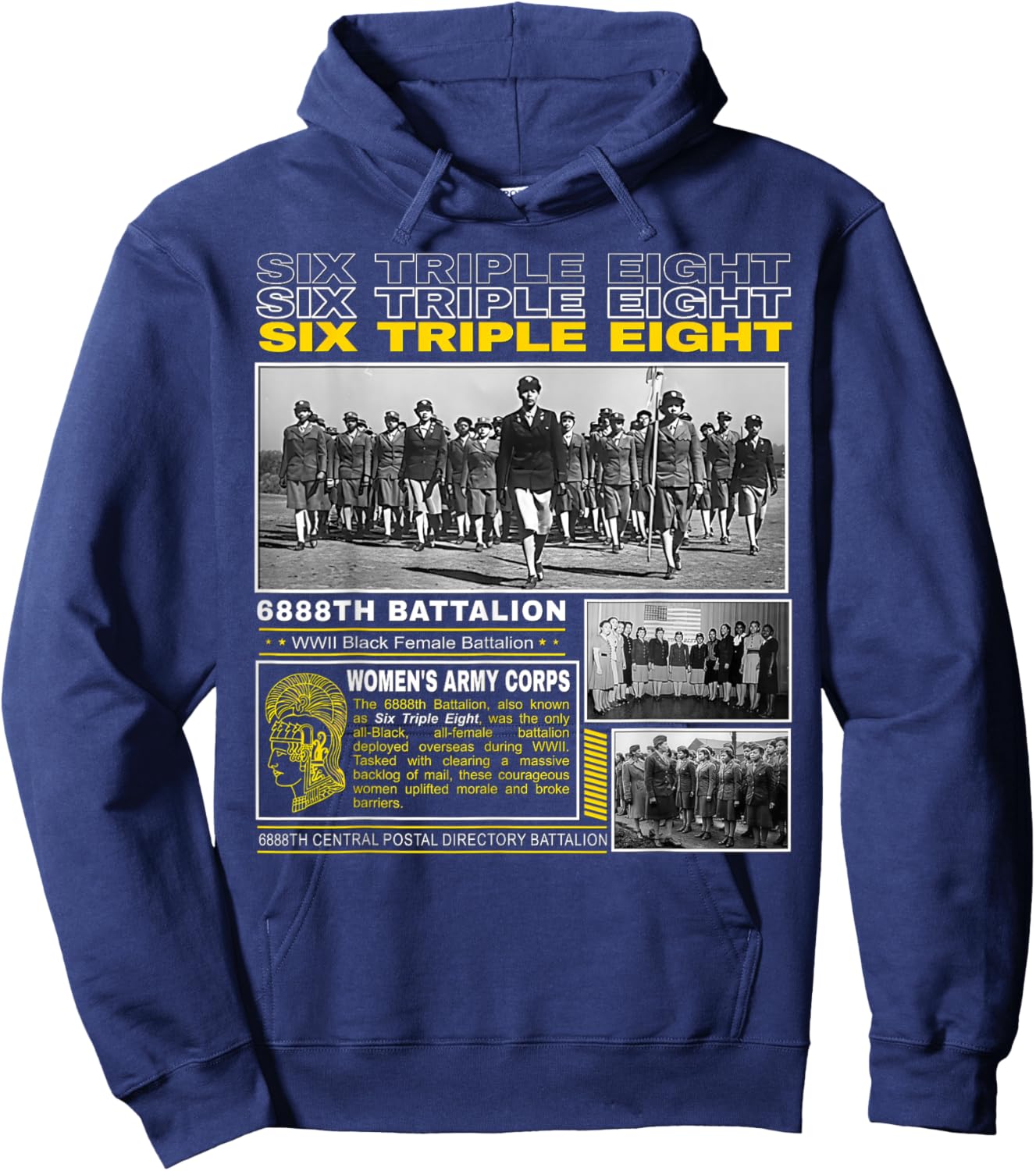 6888th Battalion Black Women’s WWII Service Hoodie - Hoodie | Navy