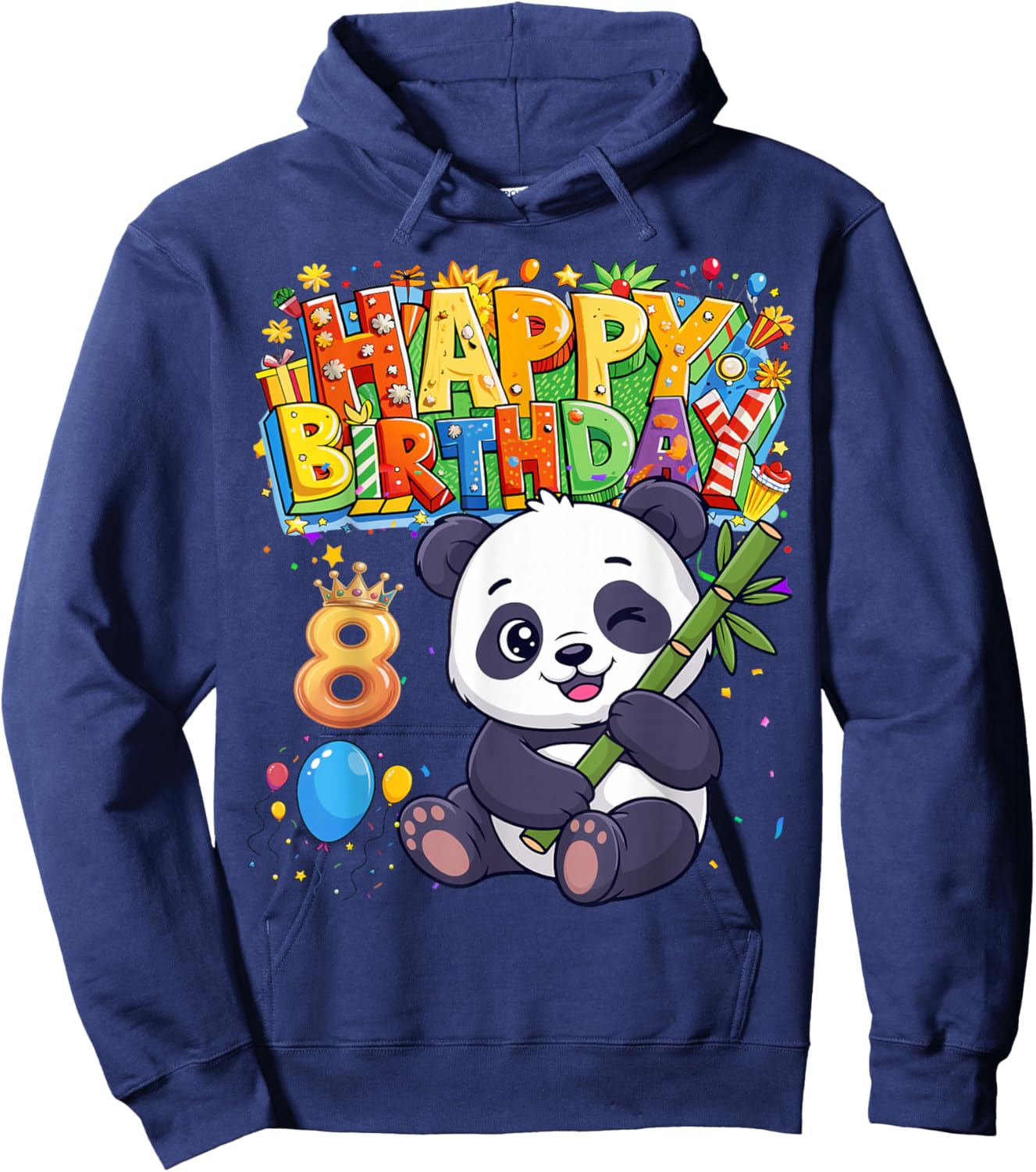 It's My Birthday Panda Kids 8 Years Old Girl Hoodie - Hoodie | Navy