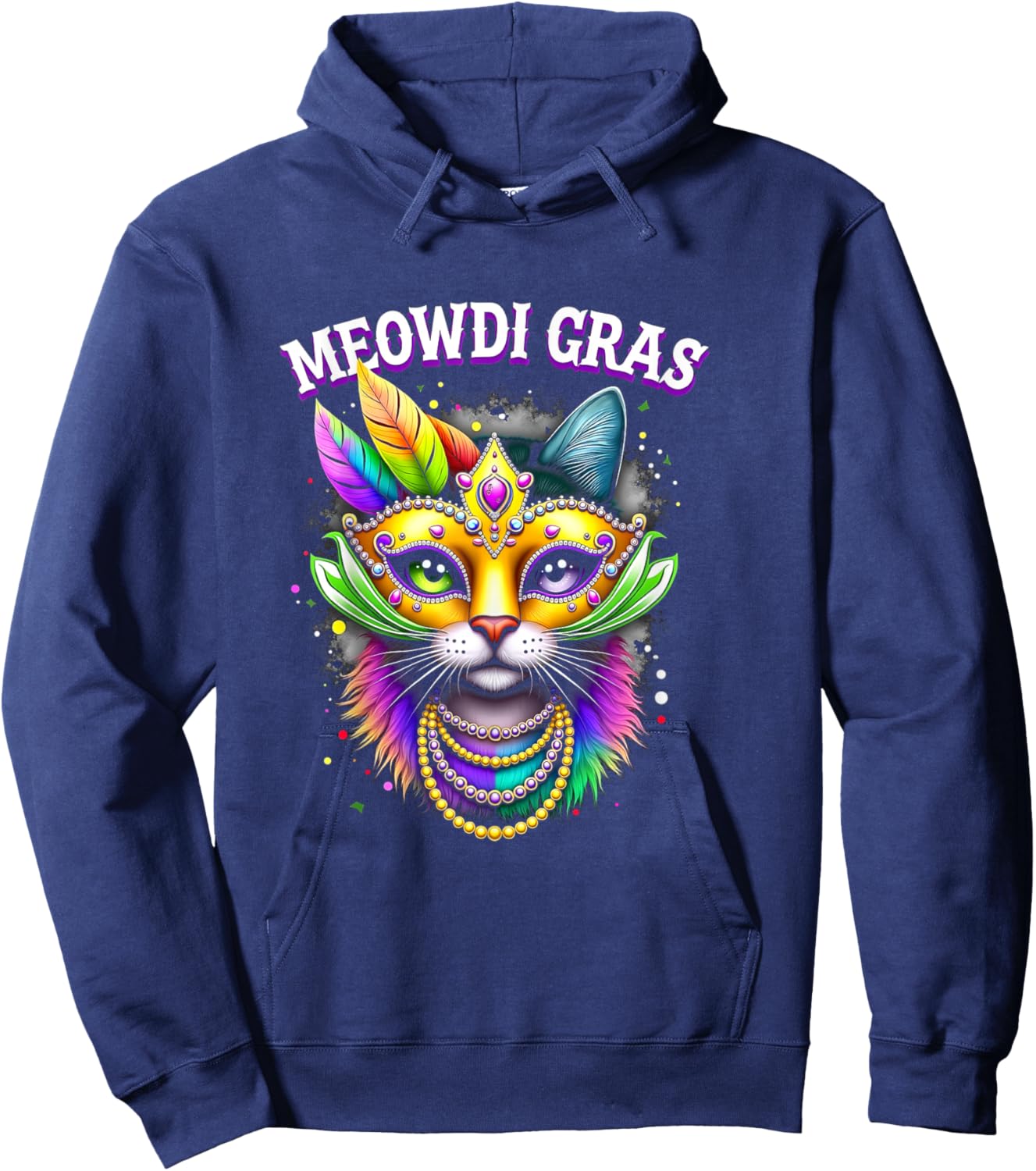 Meowdi Gras Mardi Gras Parade Costume Fun Hoodie - Hoodie | Navy