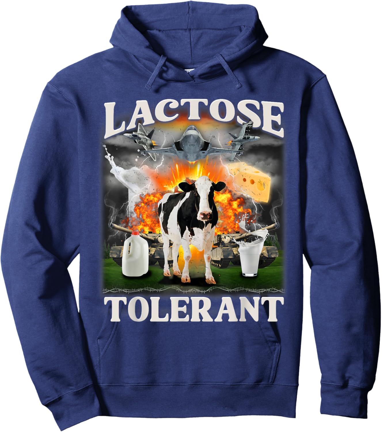 Lactose Tolerant Cow Milk Cow Apparel Farmers Hoodie - Hoodie | Navy