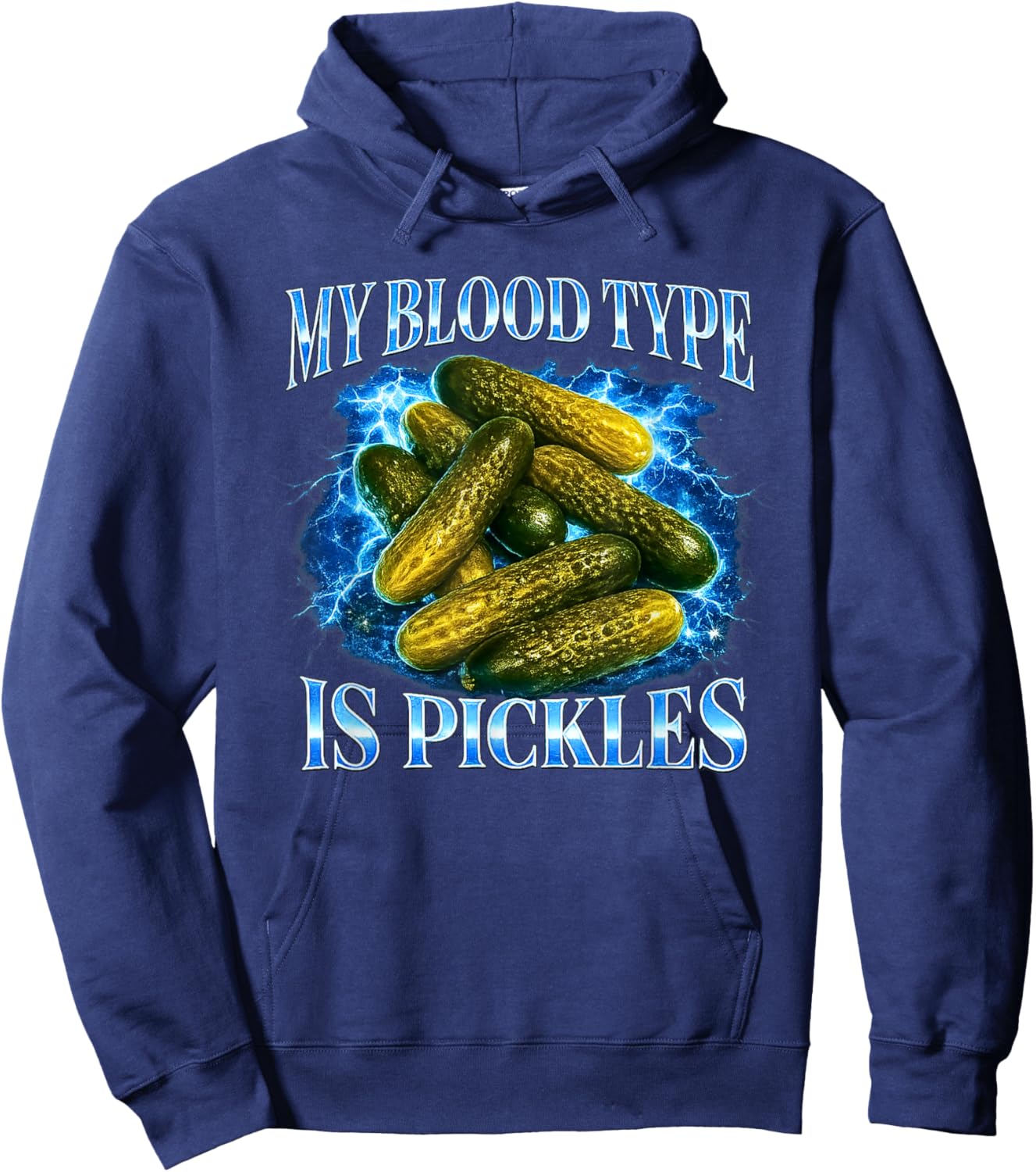 My Blood Type is Pickles Funny Food Humor Hoodie - Hoodie | Navy