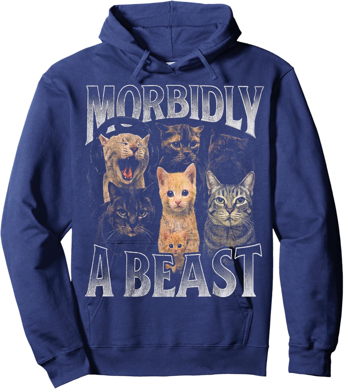 Morbidly A Beast Cat Meme for Weird Cat Lovers Hoodie - Hoodie | Navy