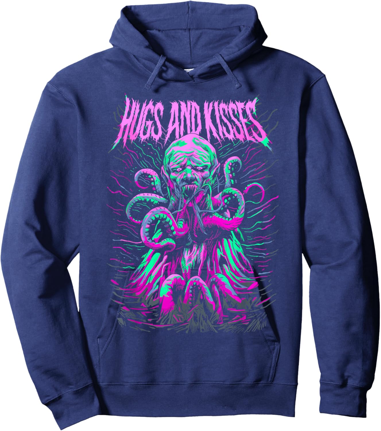 Hug and Kisses Blegh Deathcore Metalcore Ironic Hoodie - Hoodie | Navy
