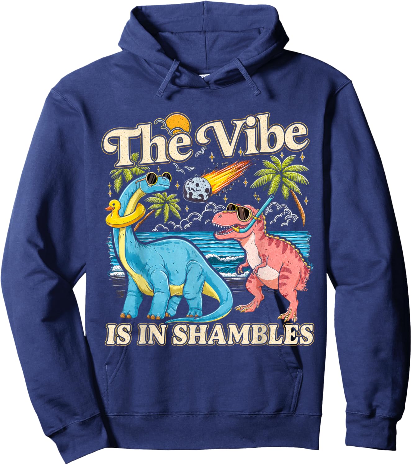 The Vibe is in Shambles Dinosaur Summer Hoodie - Hoodie | Navy