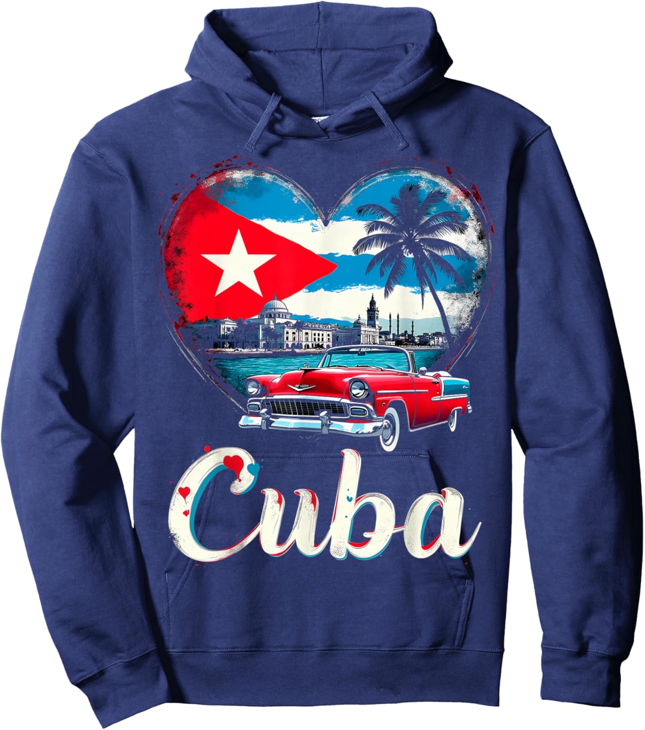 Cuba Heart Love Hoodie - Hoodie | Navy